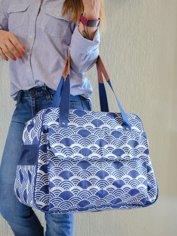 Bolso Gigi Grande  Olas Japonesas Tono Azul