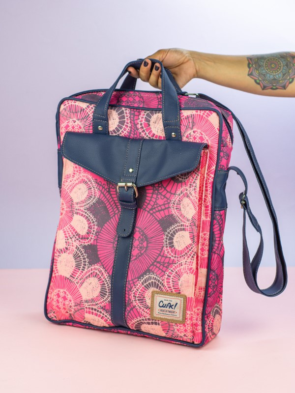 PortaNotebook Bolso Vertical Ñanduti Fucsia