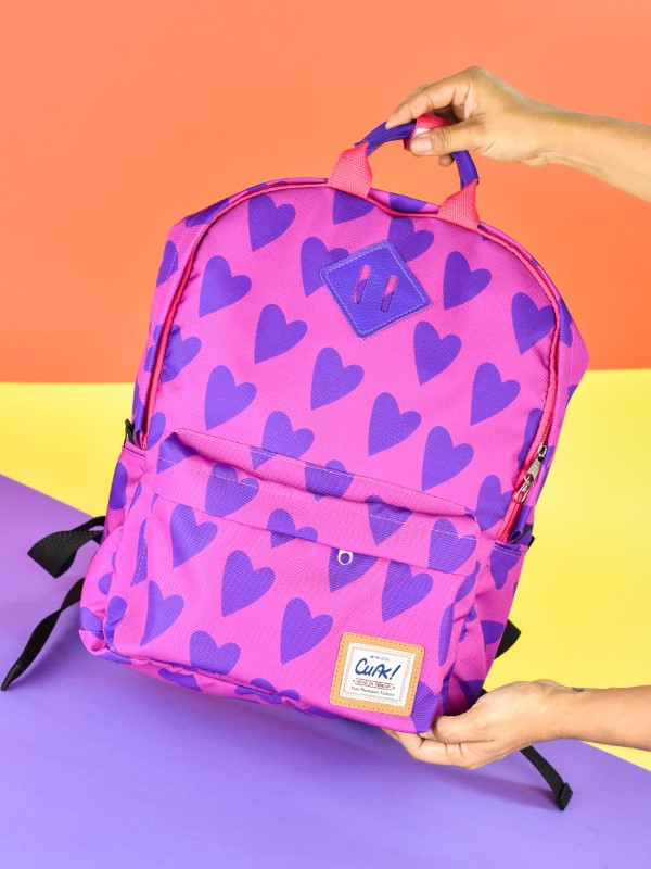 Mochila Clasica con Manijas Corazones Violetas