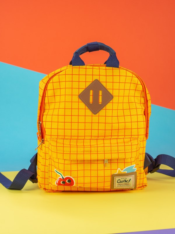 Mochila Clásica con Manijas Pequeña Cuadriculado Amarillo