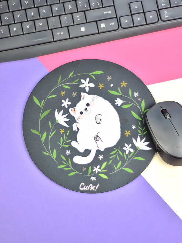 Mouse Pad Redondo Gato cute